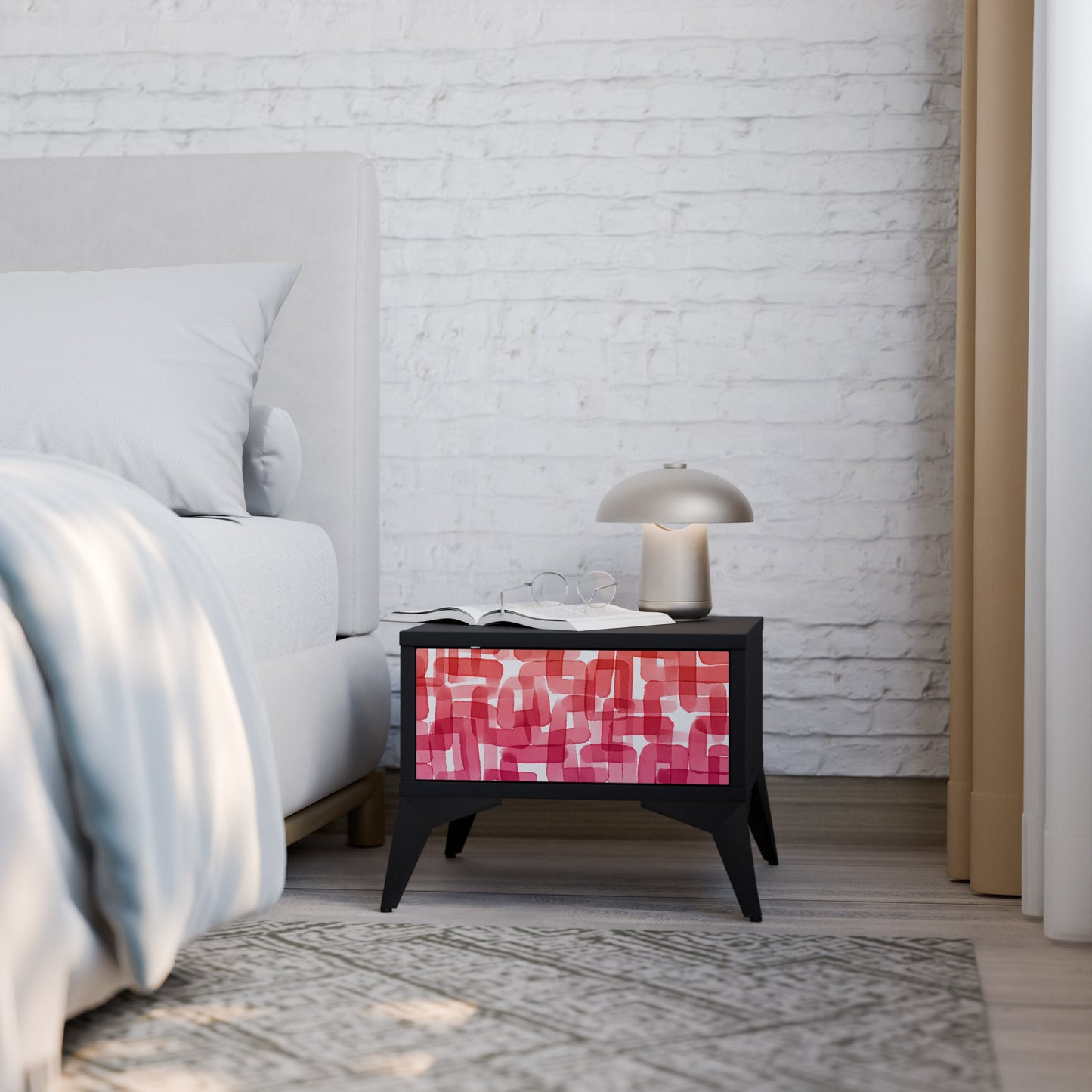 KALEIDOSCOPIC CUBISM Nightstand in Black Finish