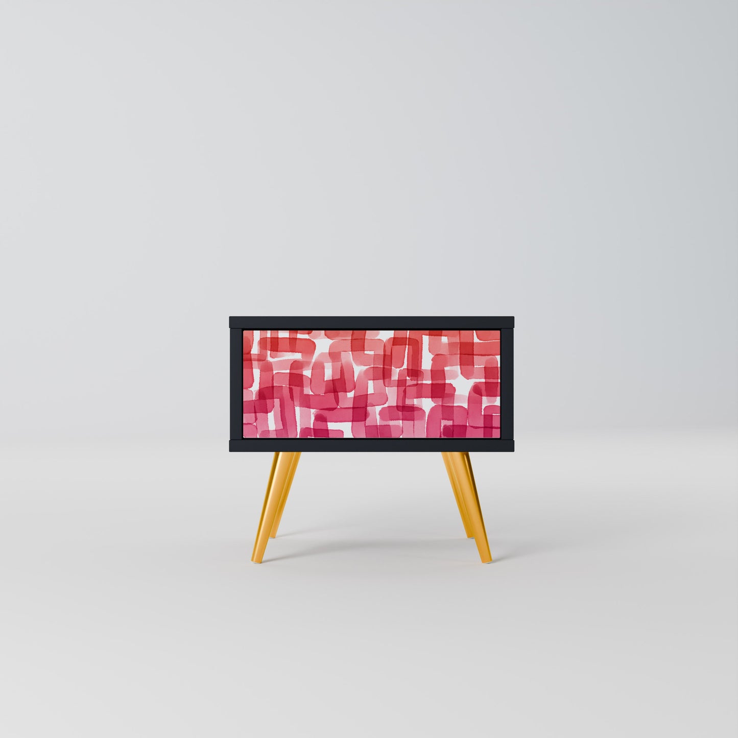 KALEIDOSCOPIC CUBISM Nightstand in Black Finish