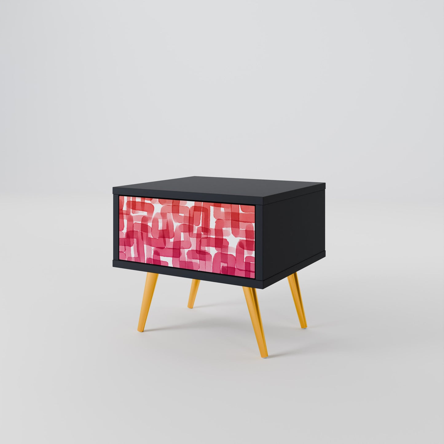 KALEIDOSCOPIC CUBISM Nightstand in Black Finish