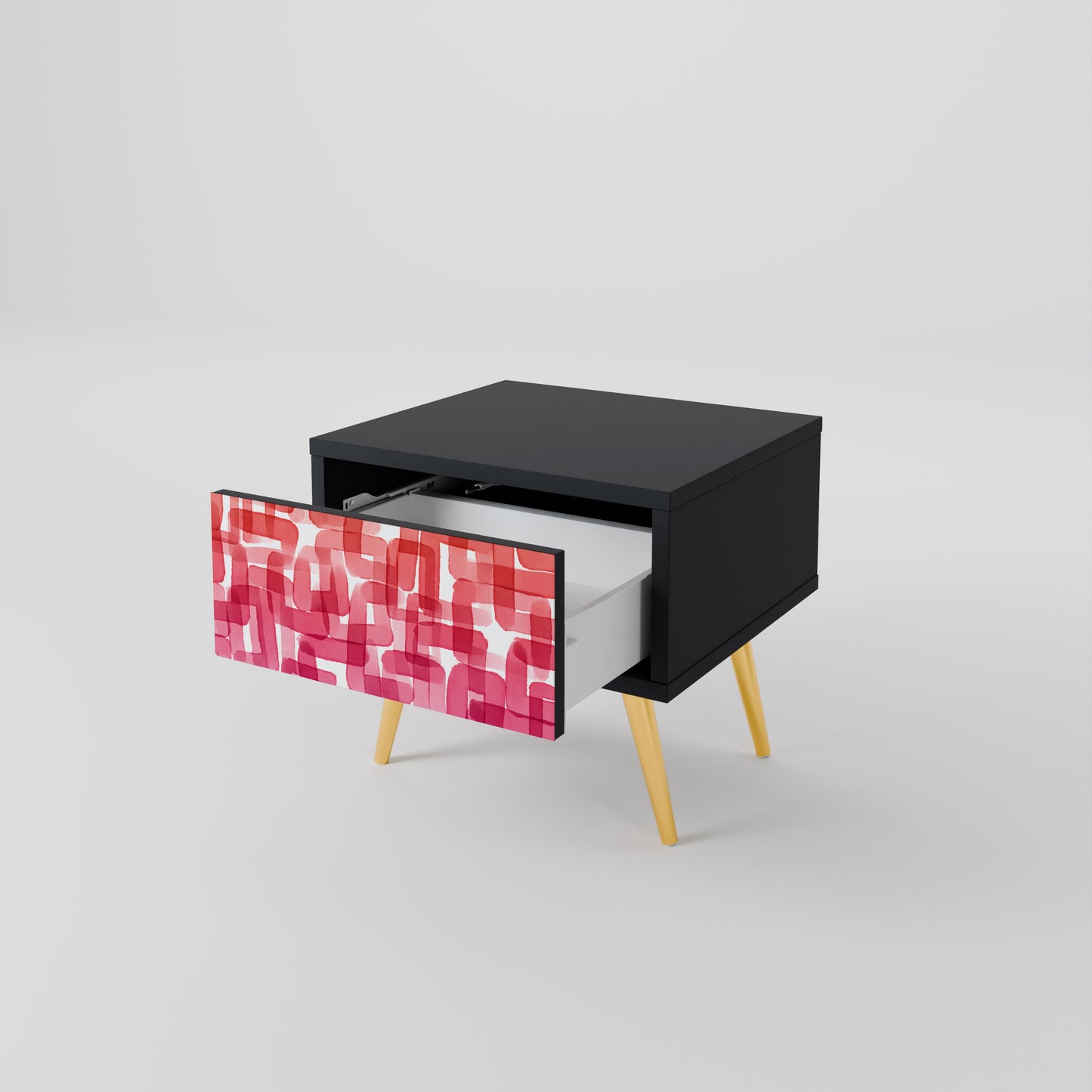 KALEIDOSCOPIC CUBISM Nightstand in Black Finish
