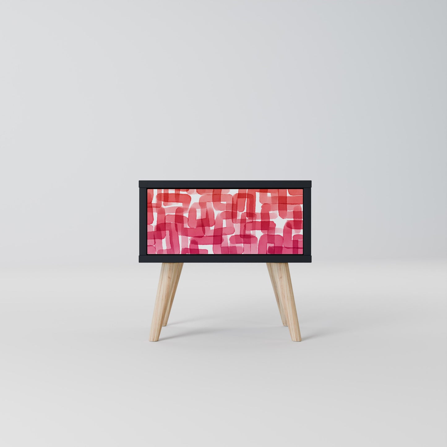 KALEIDOSCOPIC CUBISM Nightstand in Black Finish