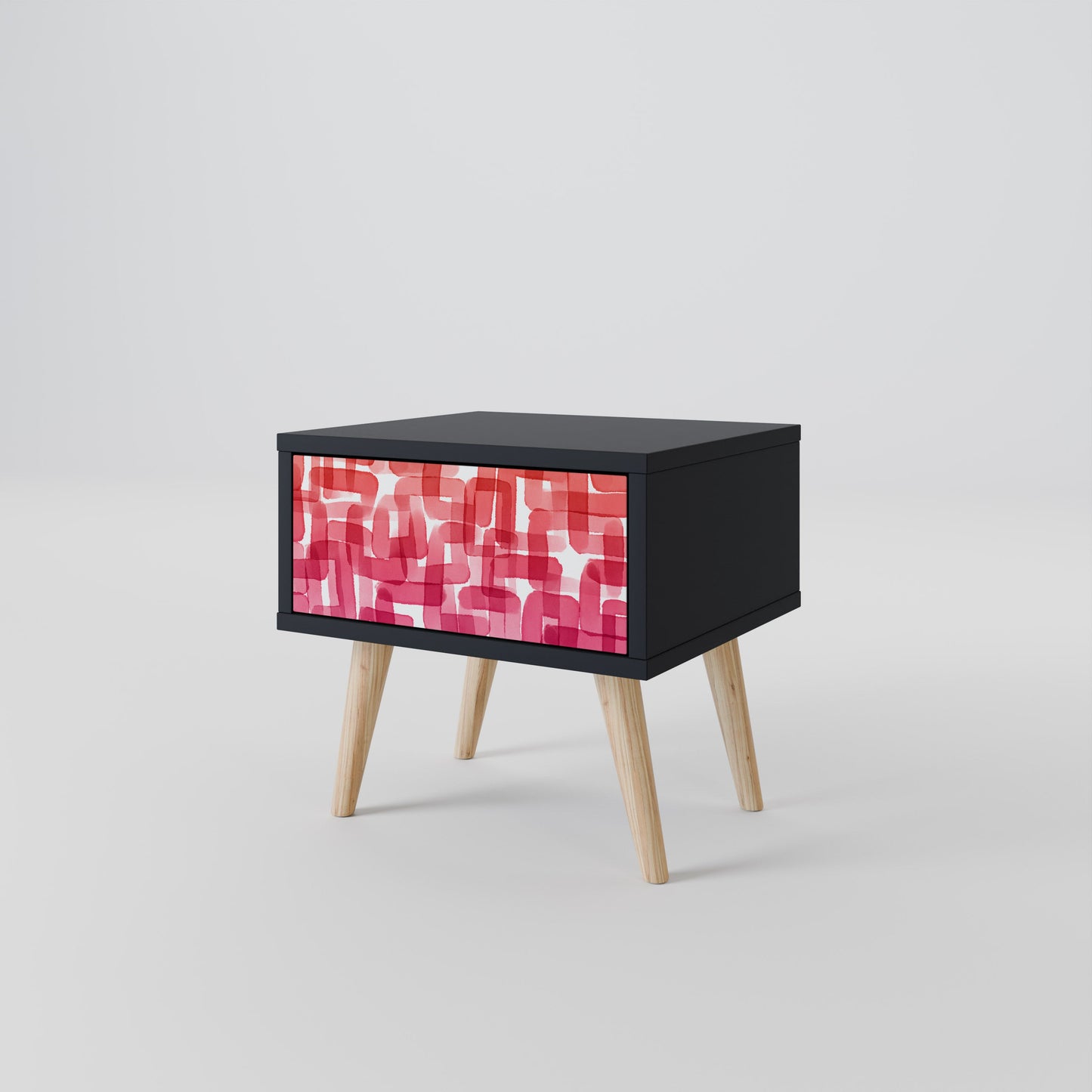 KALEIDOSCOPIC CUBISM Nightstand in Black Finish