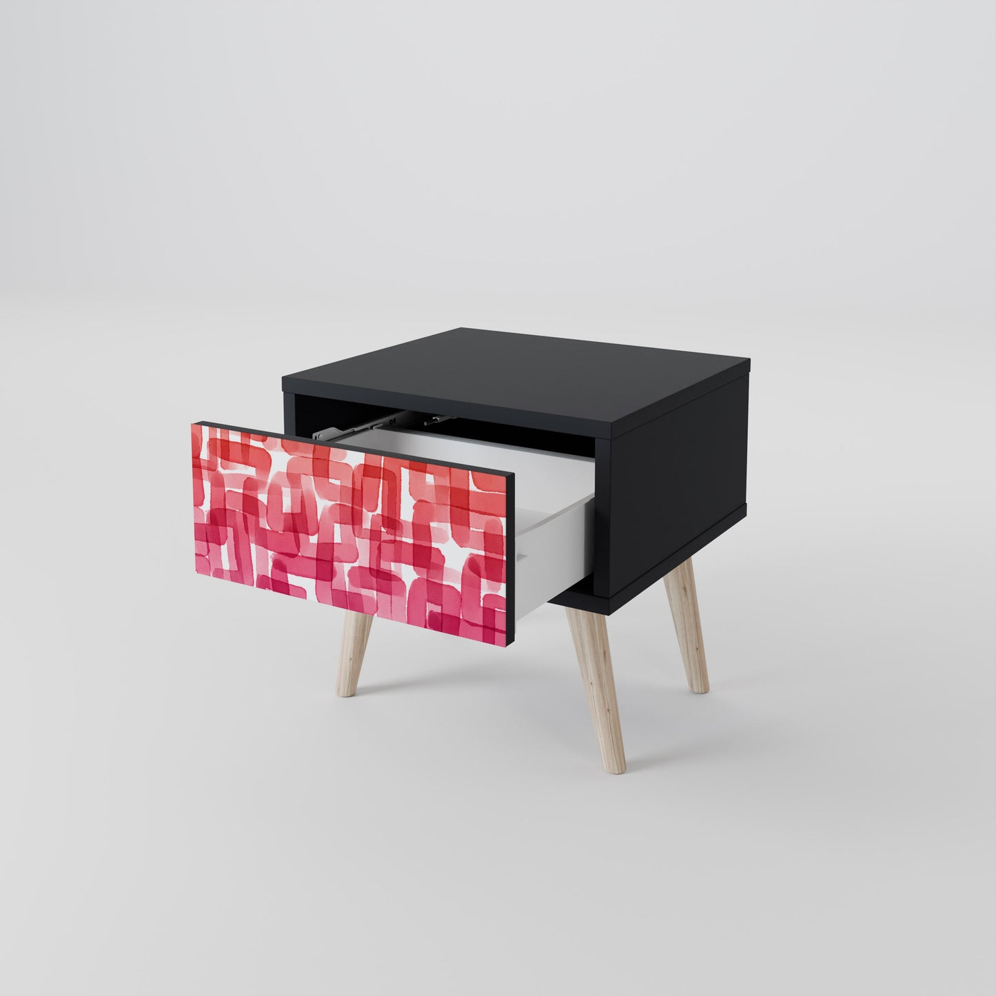 KALEIDOSCOPIC CUBISM Nightstand in Black Finish
