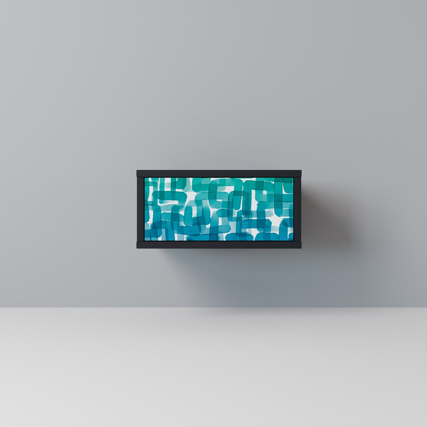 TURQUOISE RECTANGLES Nightstand in Black Finish