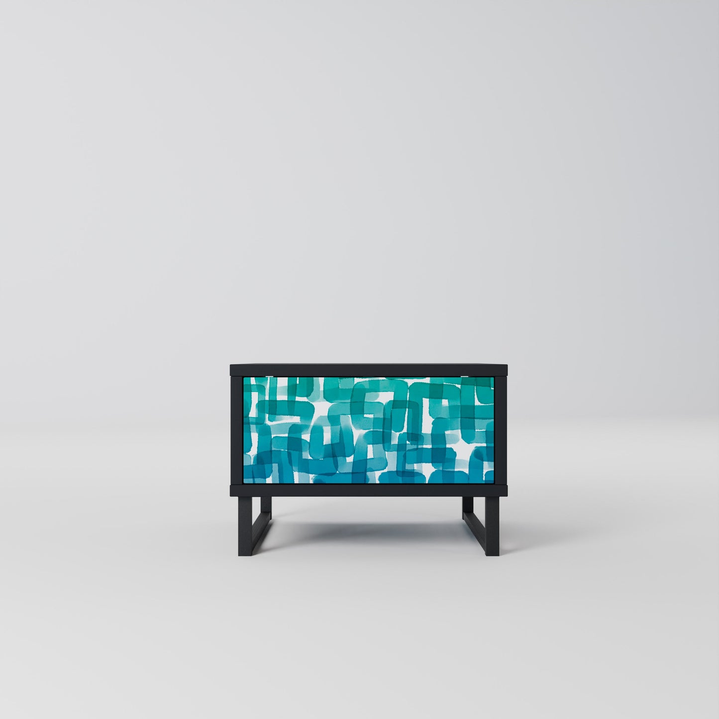 TURQUOISE RECTANGLES Nightstand in Black Finish