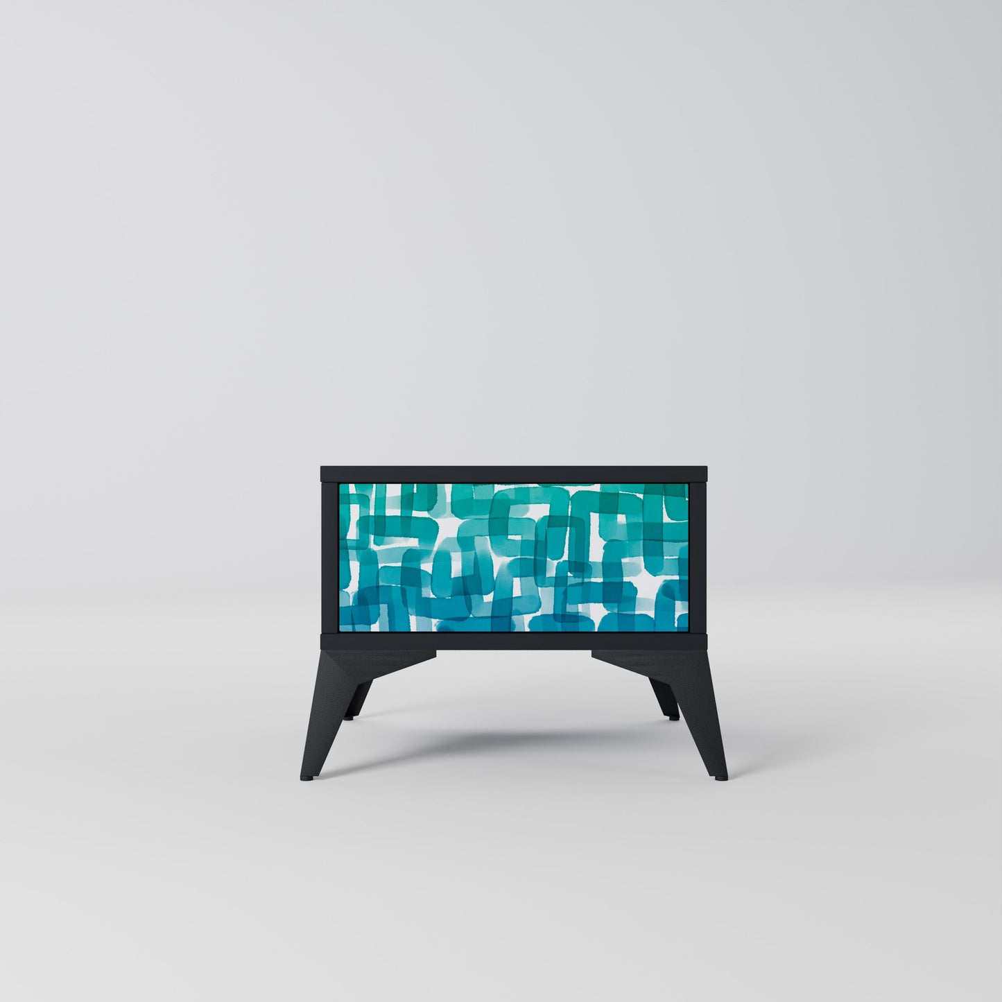 TURQUOISE RECTANGLES Nightstand in Black Finish