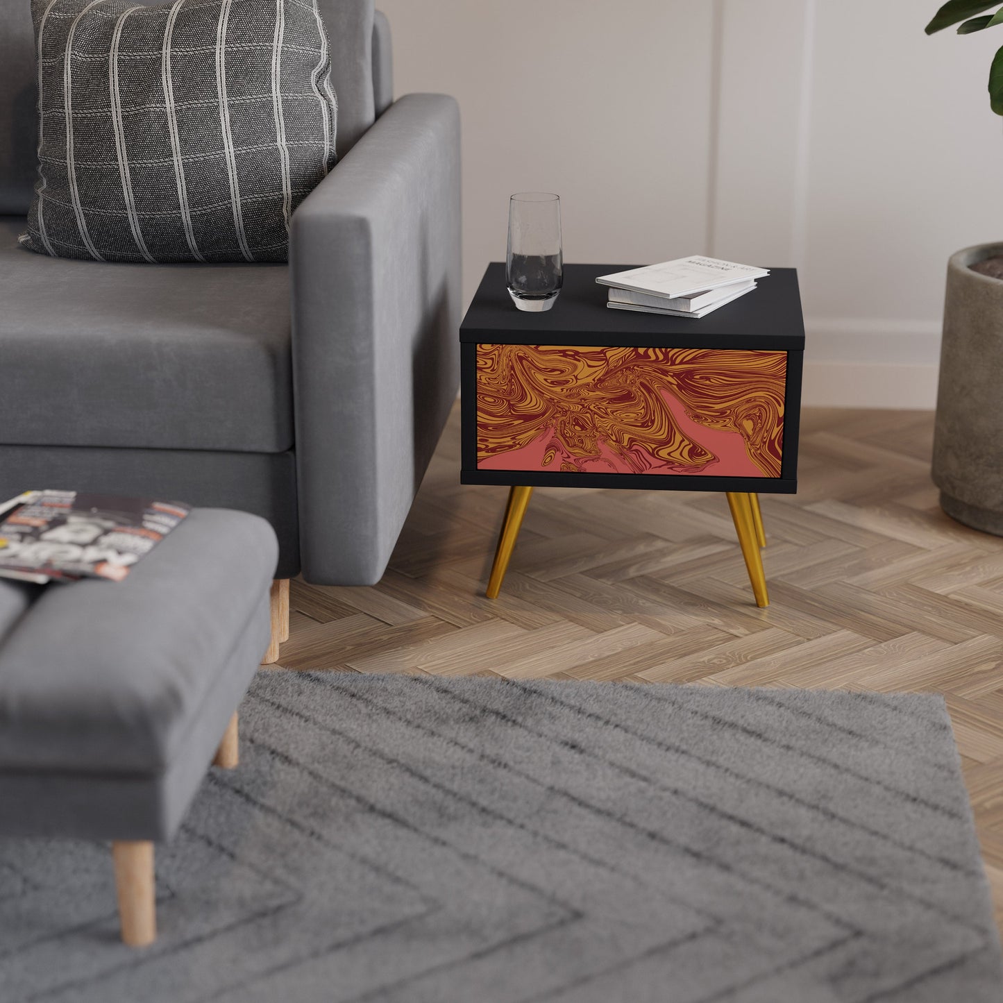 FLOATING THOUGHTS Nightstand in Black Finish