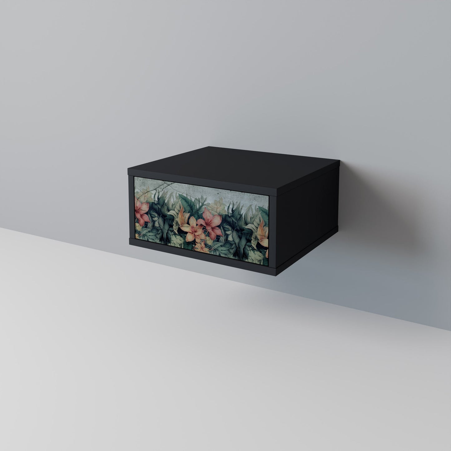HEAVENLY BLOOM Nightstand in Black Finish