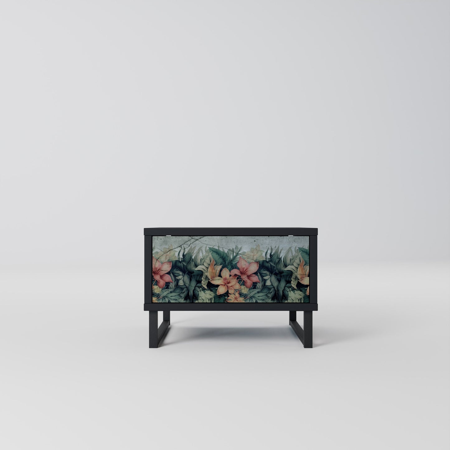 HEAVENLY BLOOM Nightstand in Black Finish