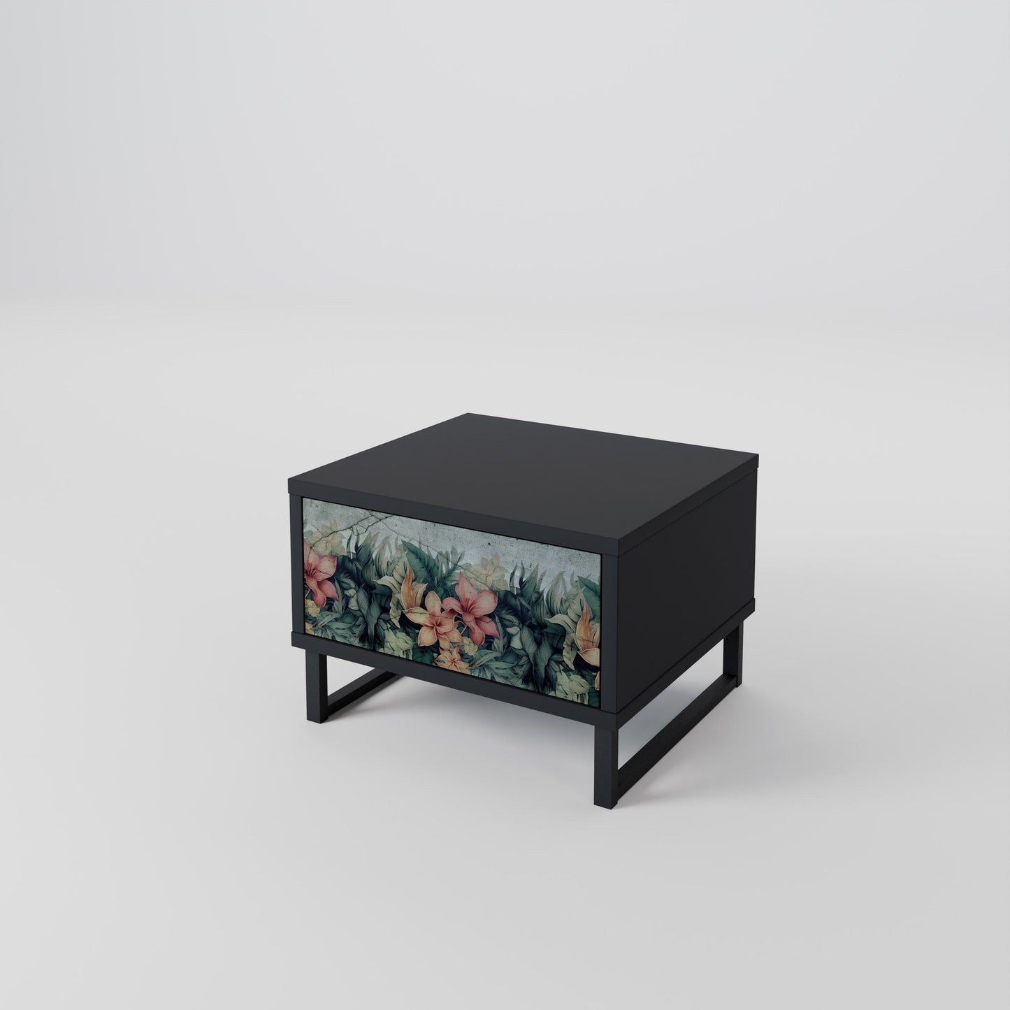 HEAVENLY BLOOM Nightstand in Black Finish