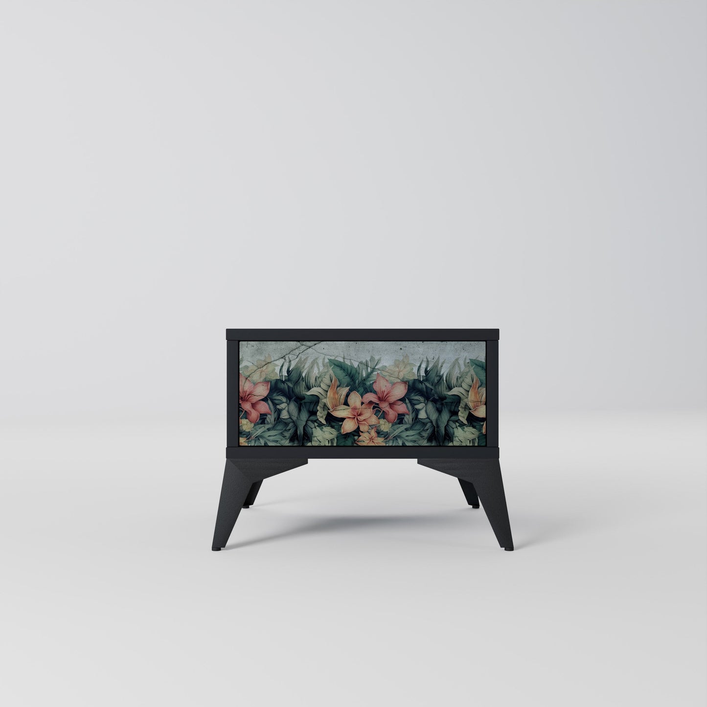 HEAVENLY BLOOM Nightstand in Black Finish