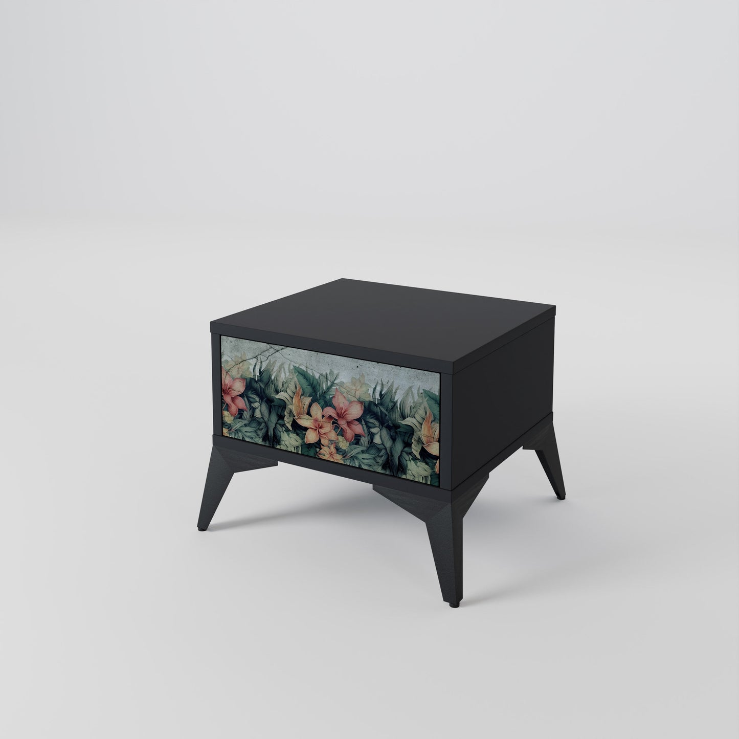 HEAVENLY BLOOM Nightstand in Black Finish