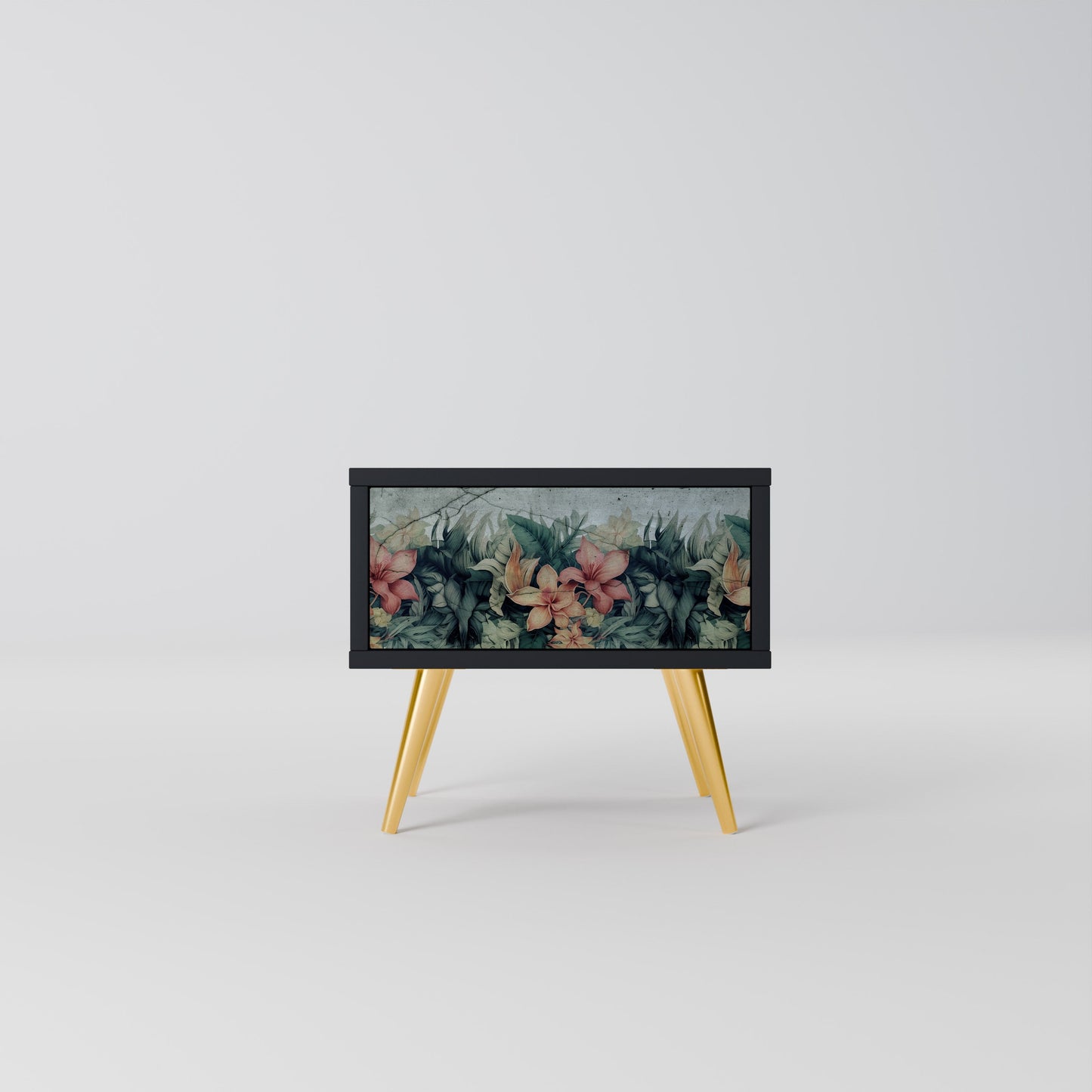 HEAVENLY BLOOM Nightstand in Black Finish
