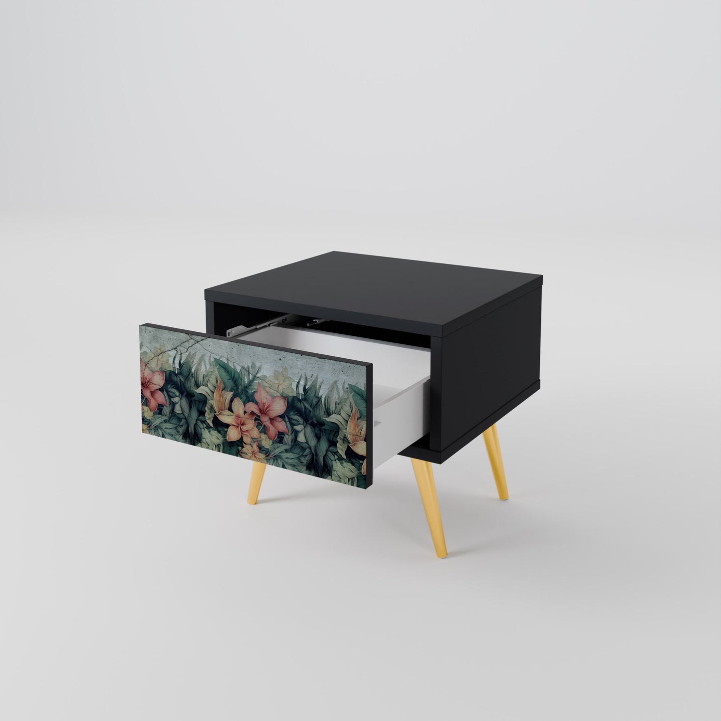 HEAVENLY BLOOM Nightstand in Black Finish