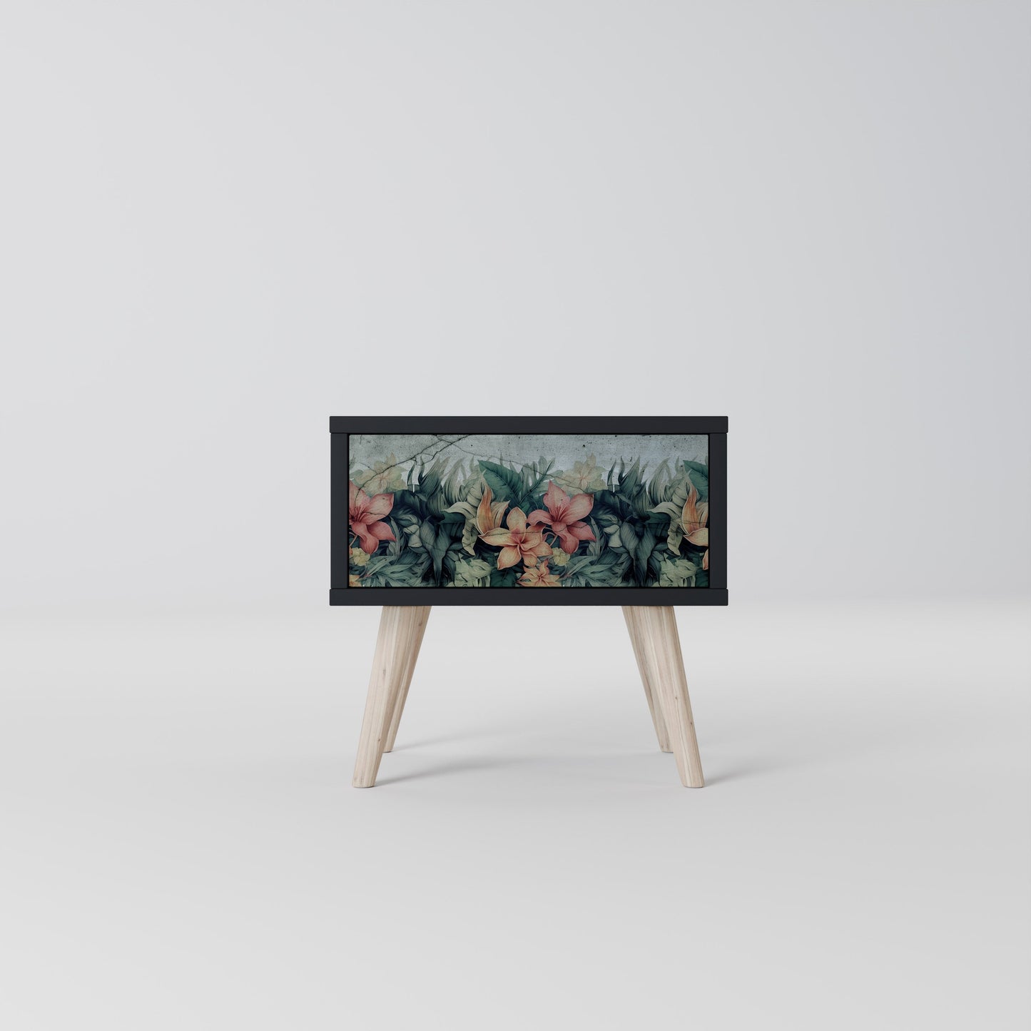 HEAVENLY BLOOM Nightstand in Black Finish