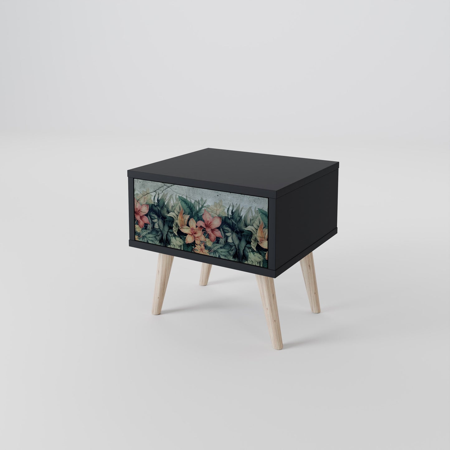 HEAVENLY BLOOM Nightstand in Black Finish