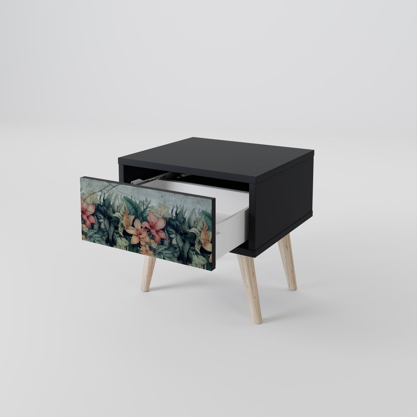 HEAVENLY BLOOM Nightstand in Black Finish