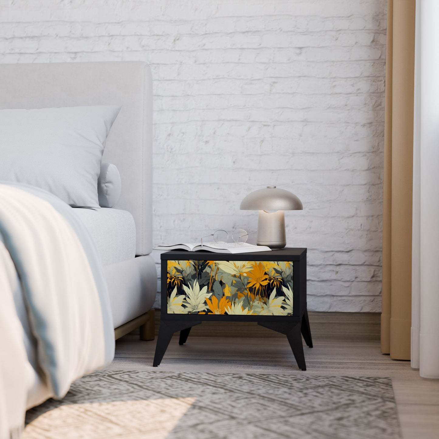 SUNKISSED LILY Nightstand in Black Finish