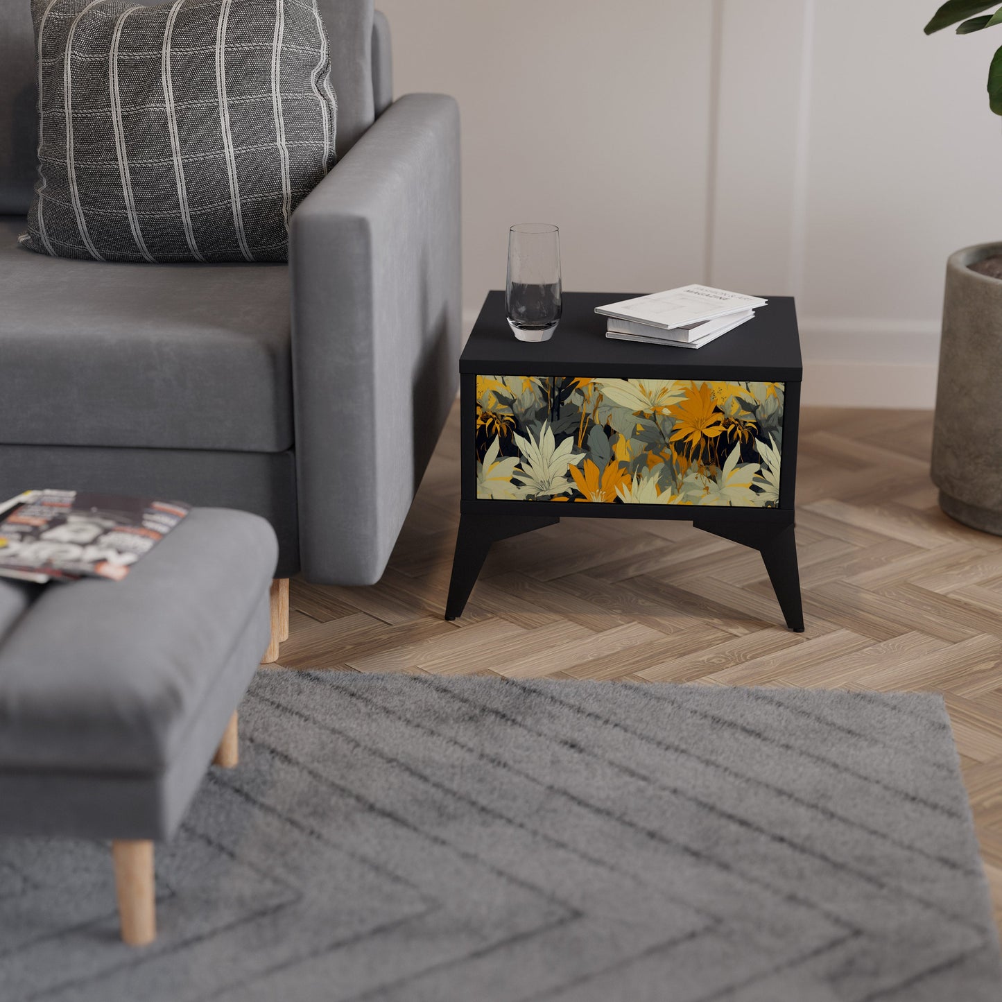 SUNKISSED LILY Nightstand in Black Finish