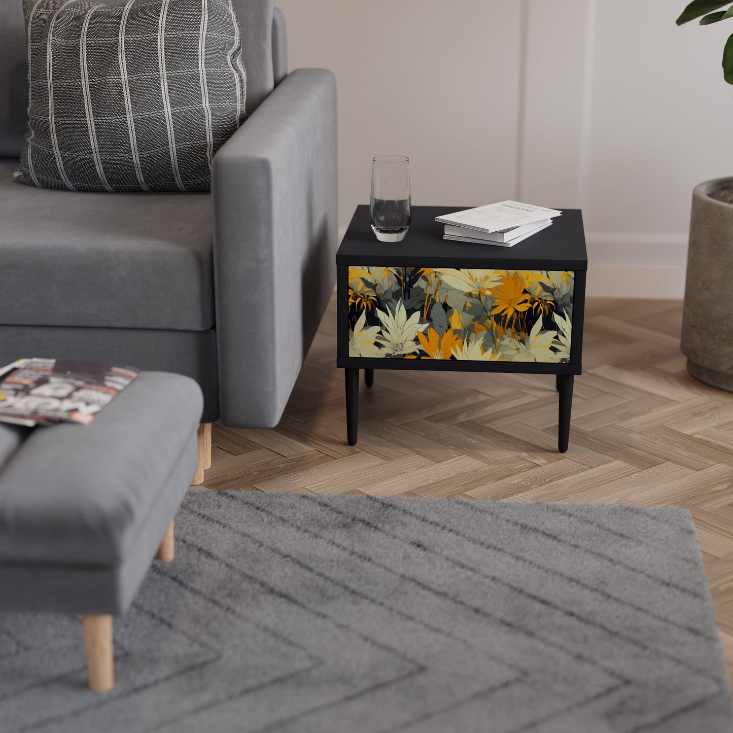 SUNKISSED LILY Nightstand in Black Finish