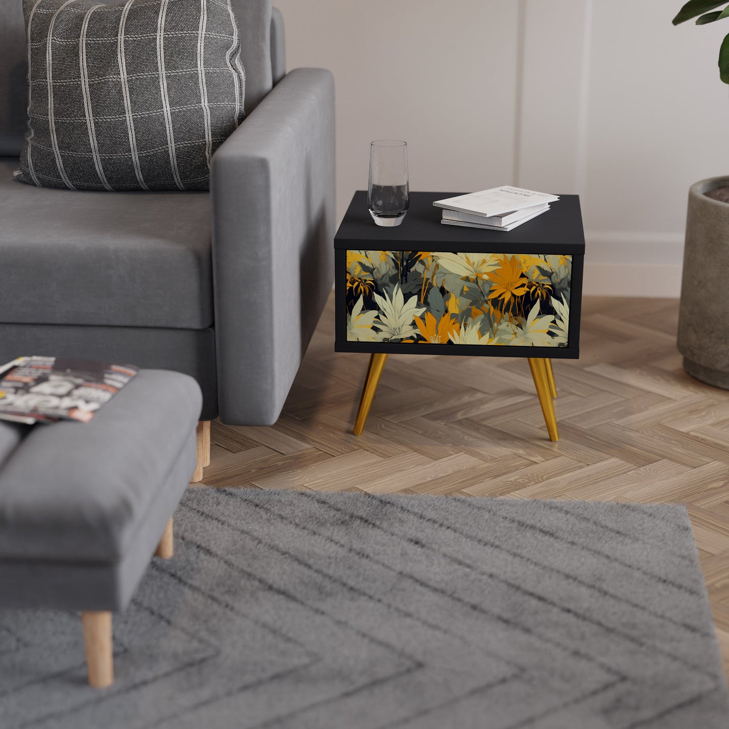 SUNKISSED LILY Nightstand in Black Finish
