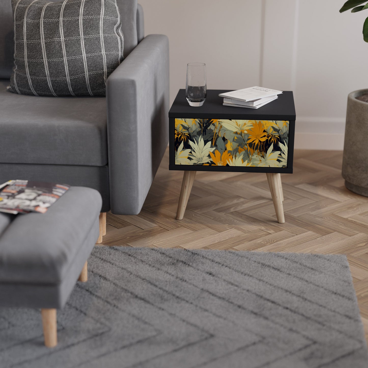 SUNKISSED LILY Nightstand in Black Finish