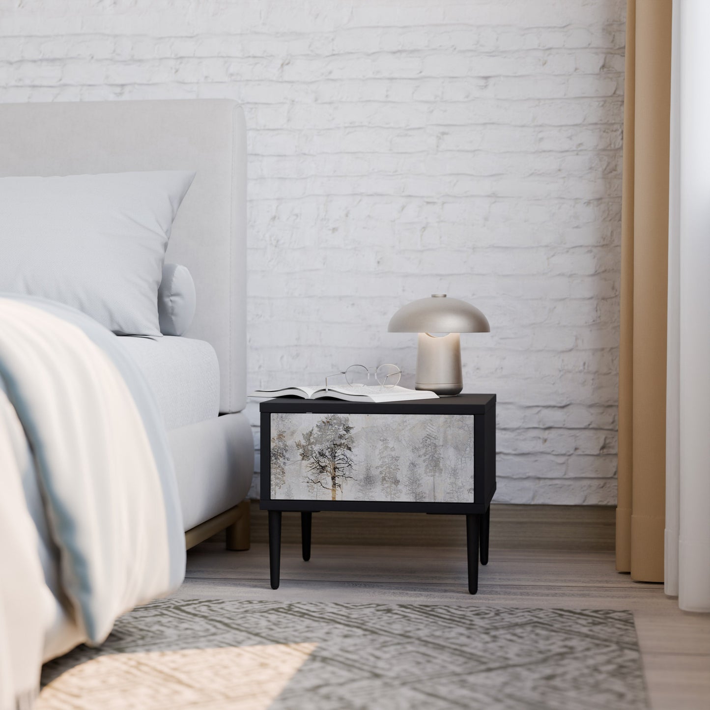 FADE IN THE TREES Nightstand in Black Finish