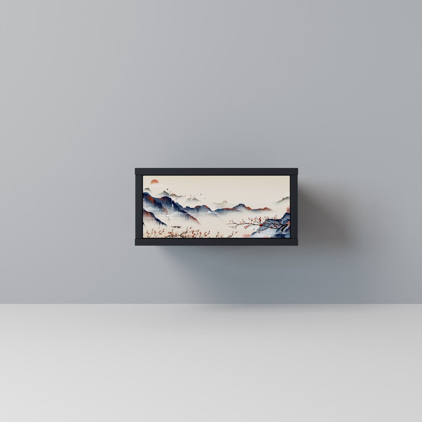 JAPANESE LANDSCAPE Nightstand in Black Finish