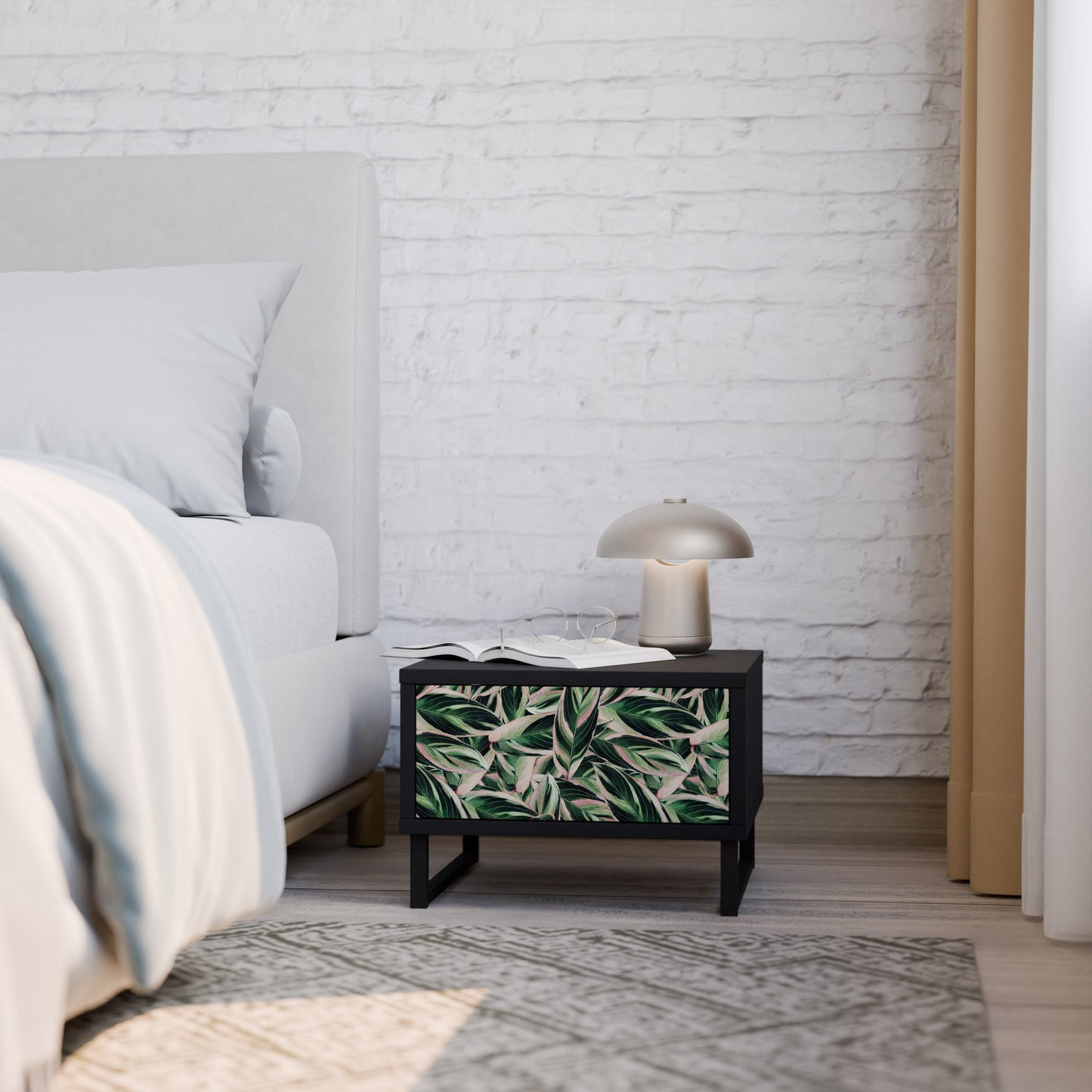 EERIE STROMANTHE Nightstand in Black Finish
