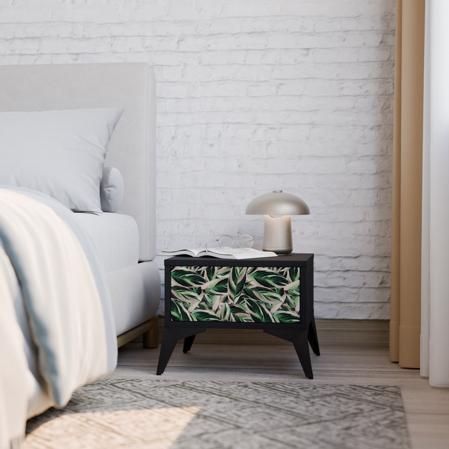 EERIE STROMANTHE Nightstand in Black Finish