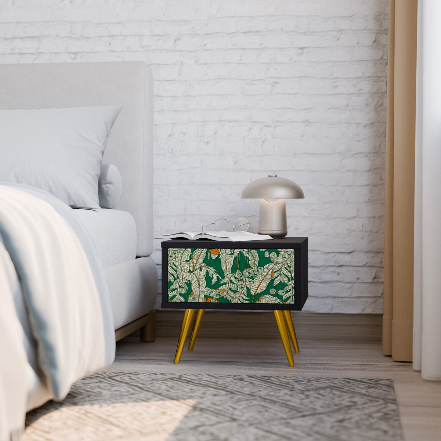 VERDANT PLEASURES Nightstand in Black Finish