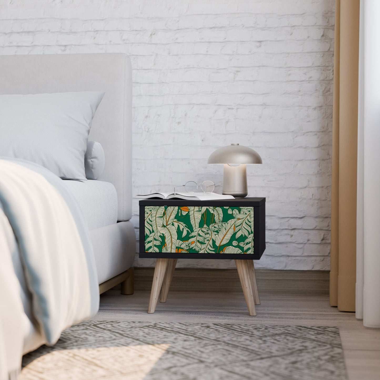 VERDANT PLEASURES Nightstand in Black Finish