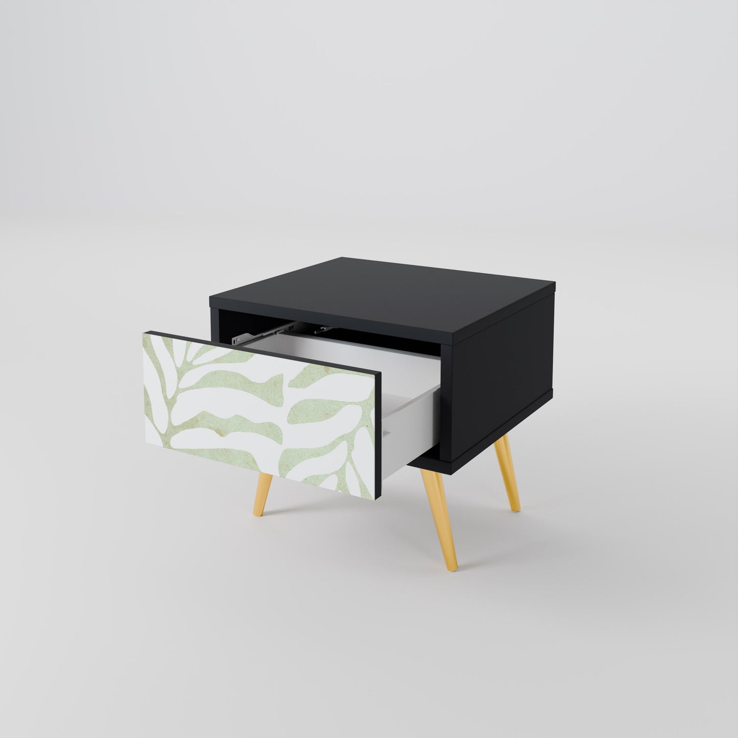 BOTANICAL SPARK Nightstand in Black Finish