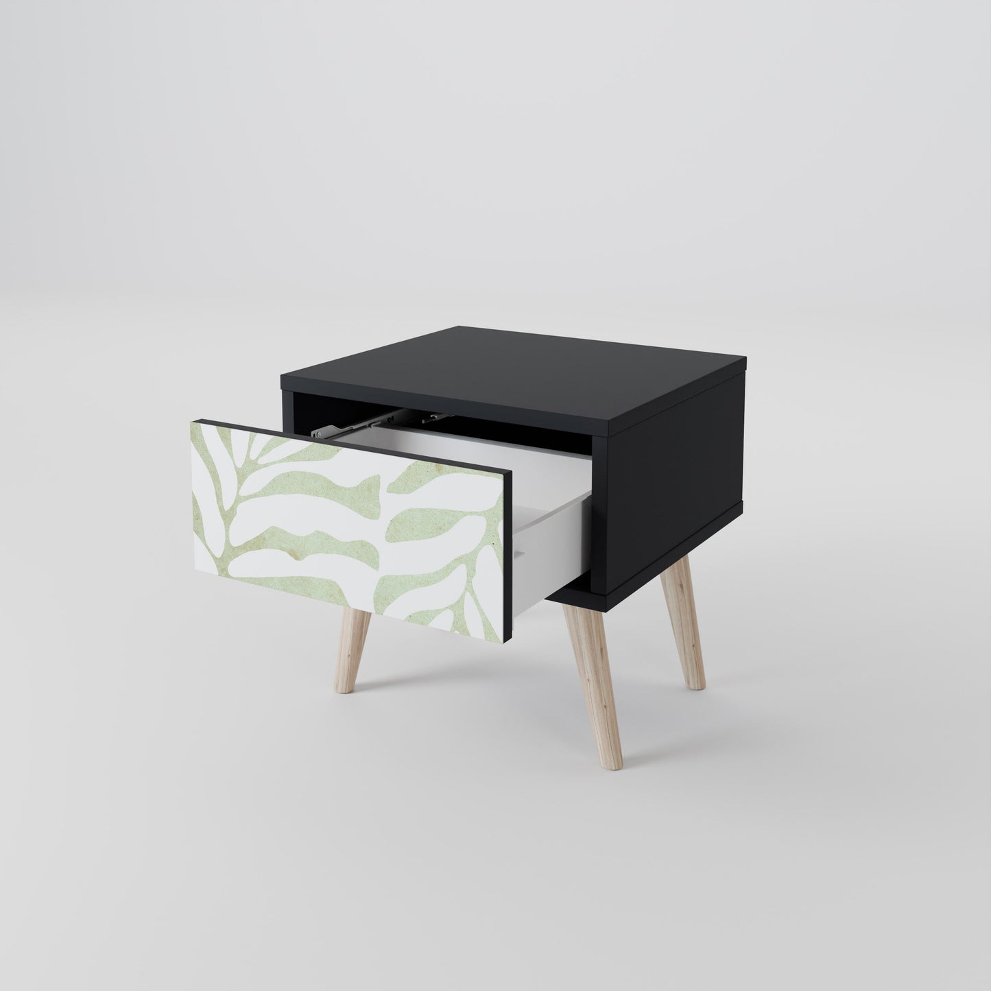 BOTANICAL SPARK Nightstand in Black Finish