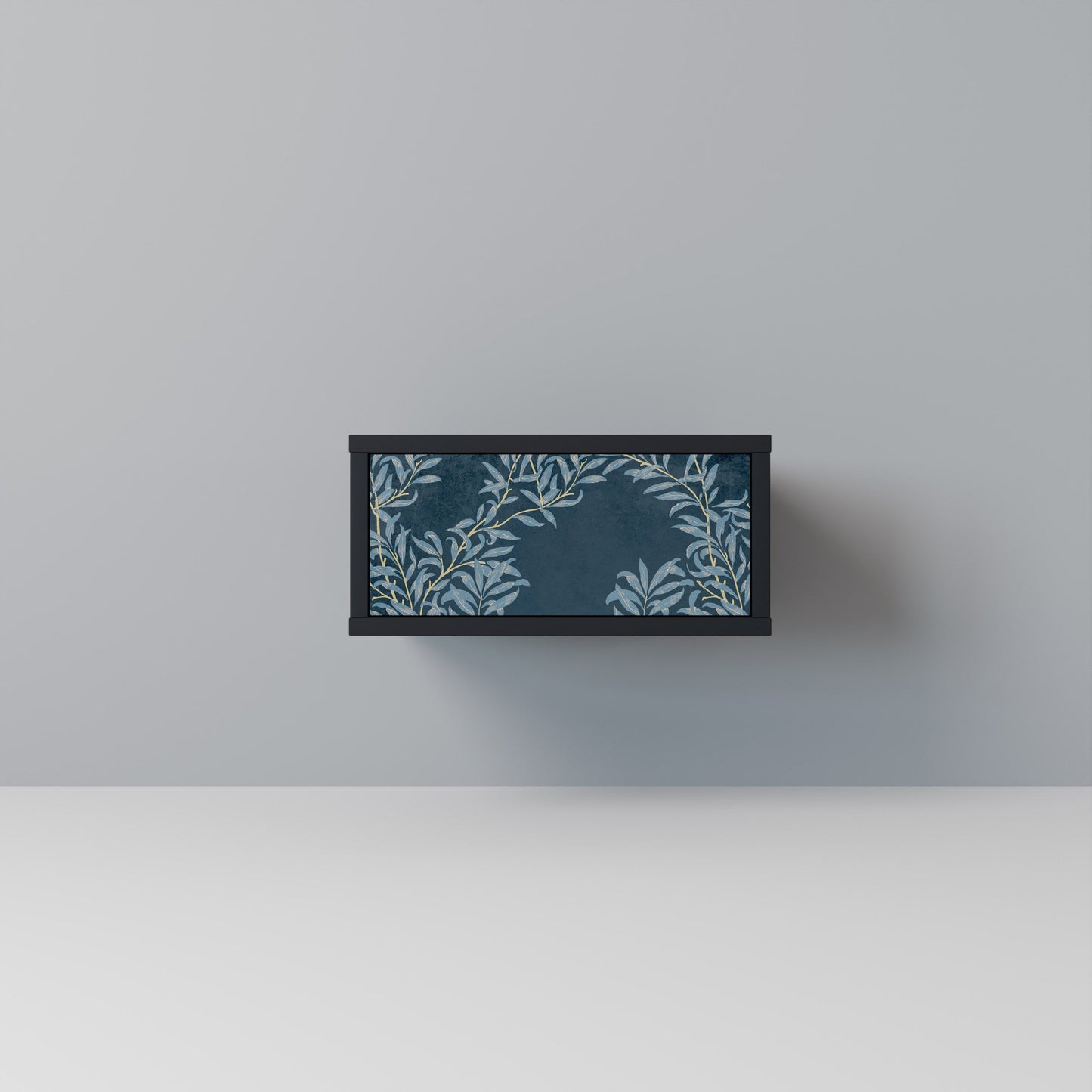BLUE LEAVES Nightstand in Black Finish