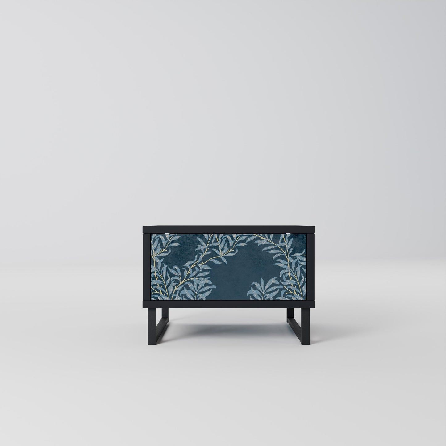 BLUE LEAVES Nightstand in Black Finish