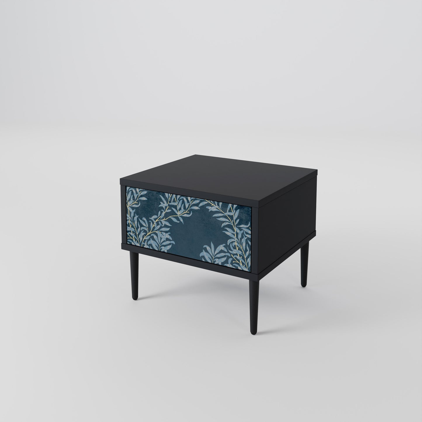 BLUE LEAVES Nightstand in Black Finish