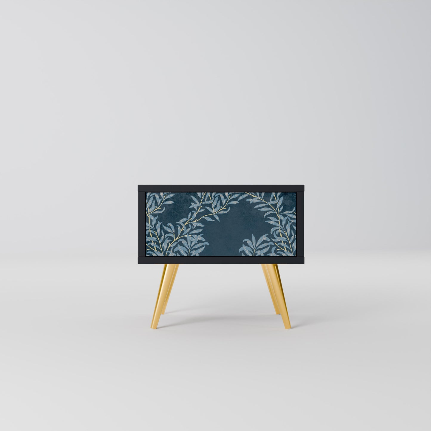 BLUE LEAVES Nightstand in Black Finish