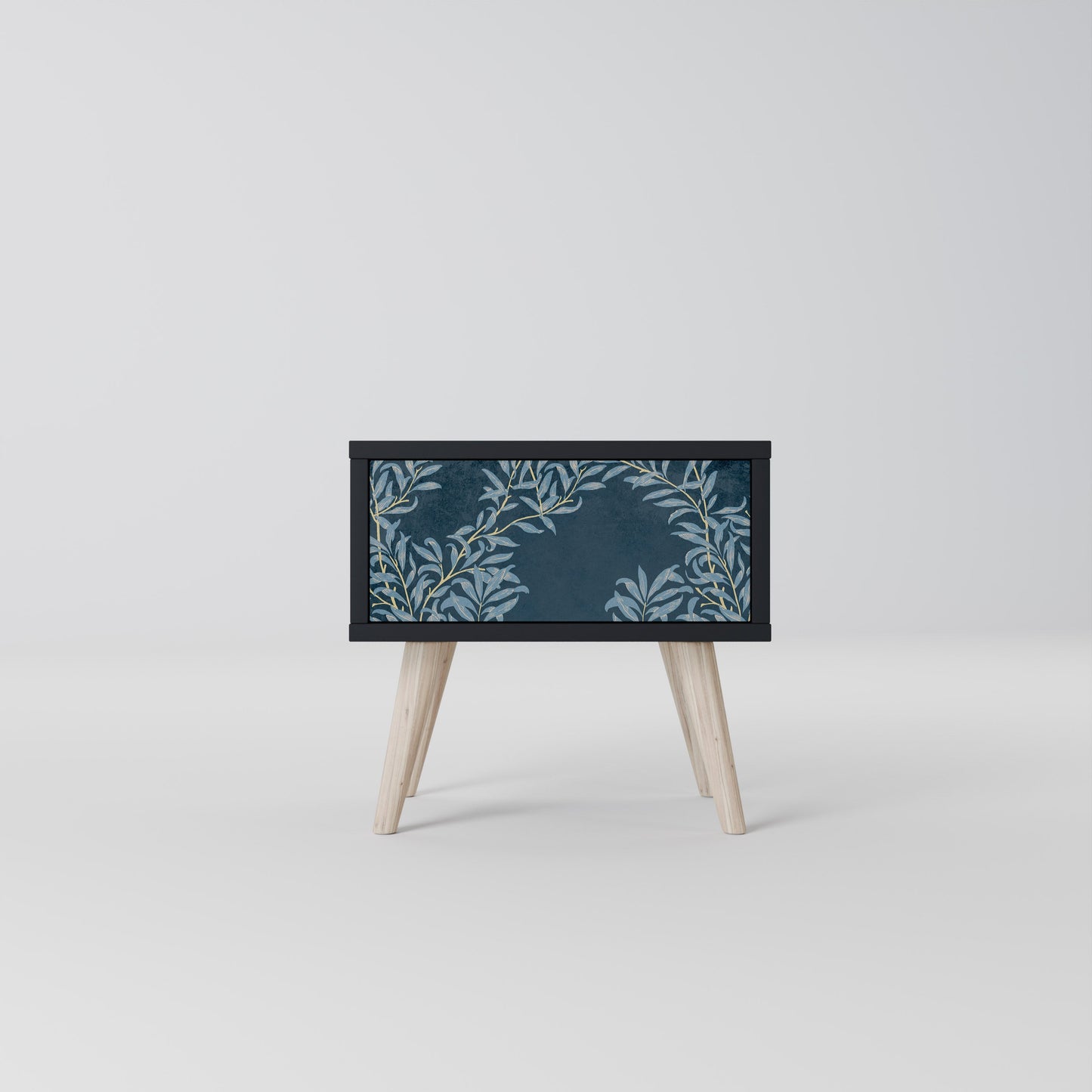 BLUE LEAVES Nightstand in Black Finish