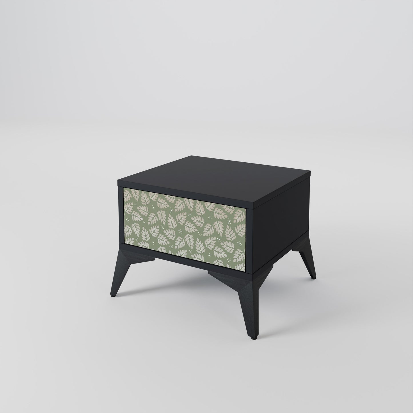 LEAVES ON GREEN Nightstand in Black Finish