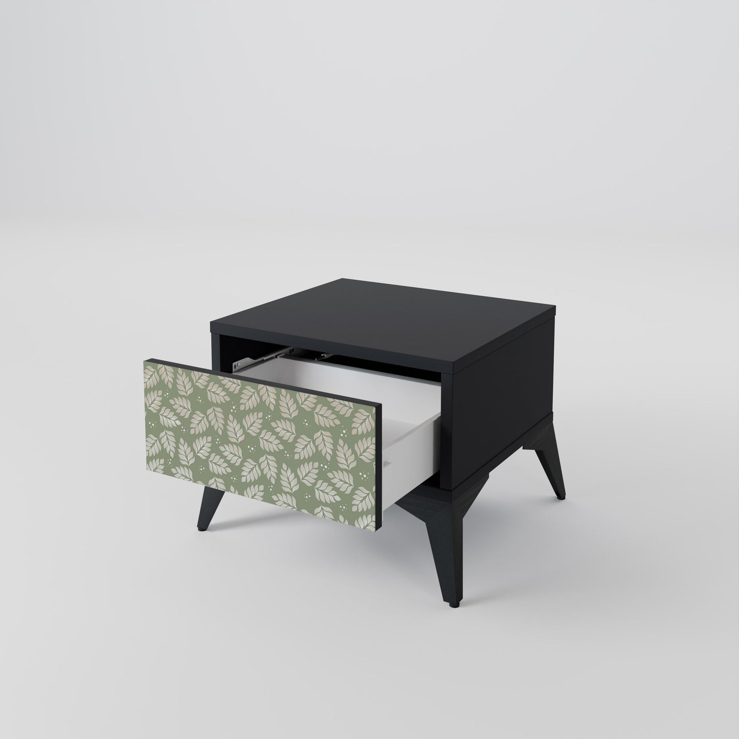 LEAVES ON GREEN Nightstand in Black Finish
