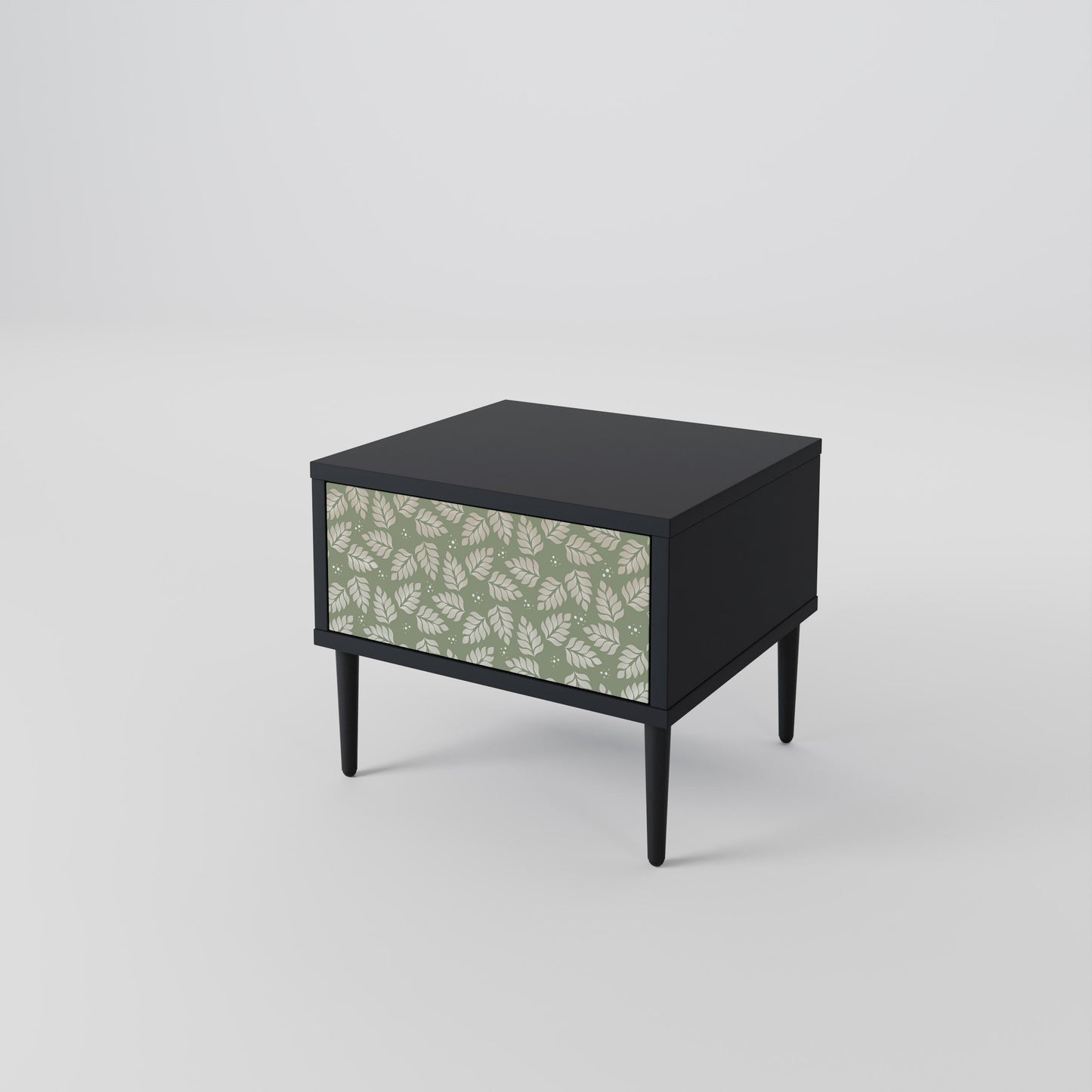 LEAVES ON GREEN Nightstand in Black Finish