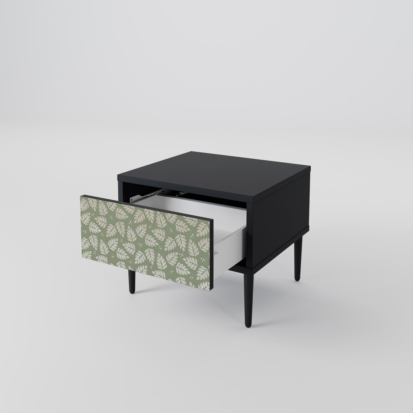 LEAVES ON GREEN Nightstand in Black Finish