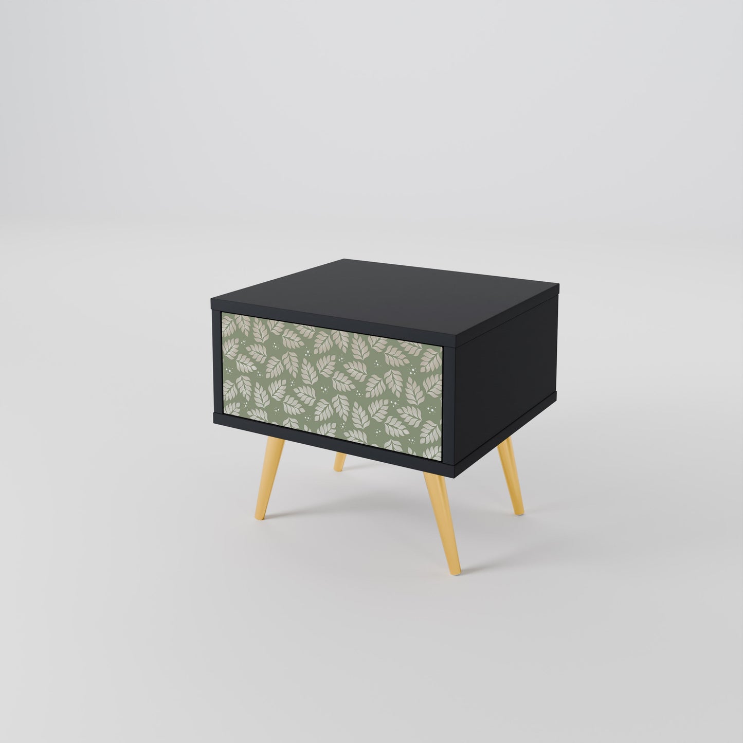 LEAVES ON GREEN Nightstand in Black Finish