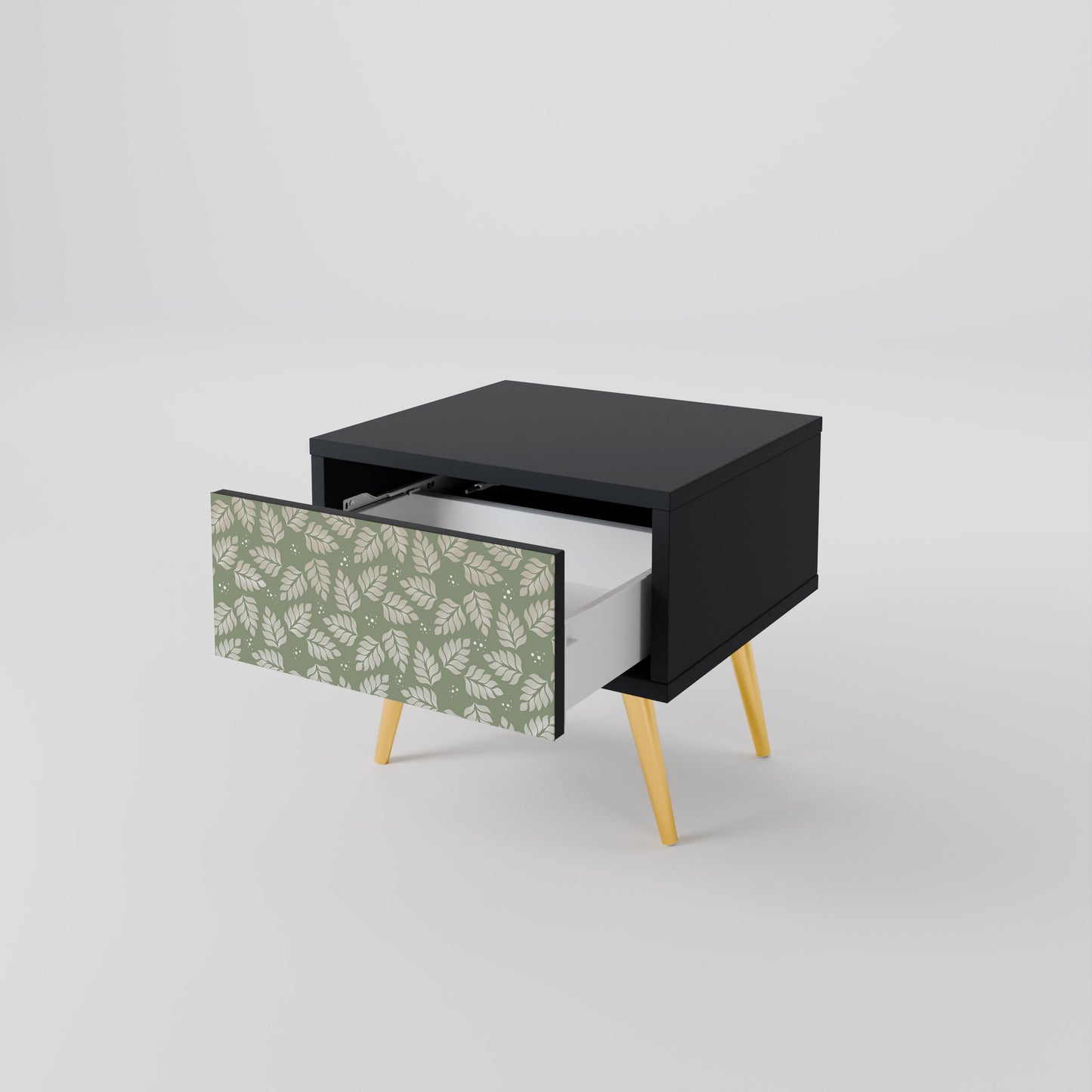 LEAVES ON GREEN Nightstand in Black Finish