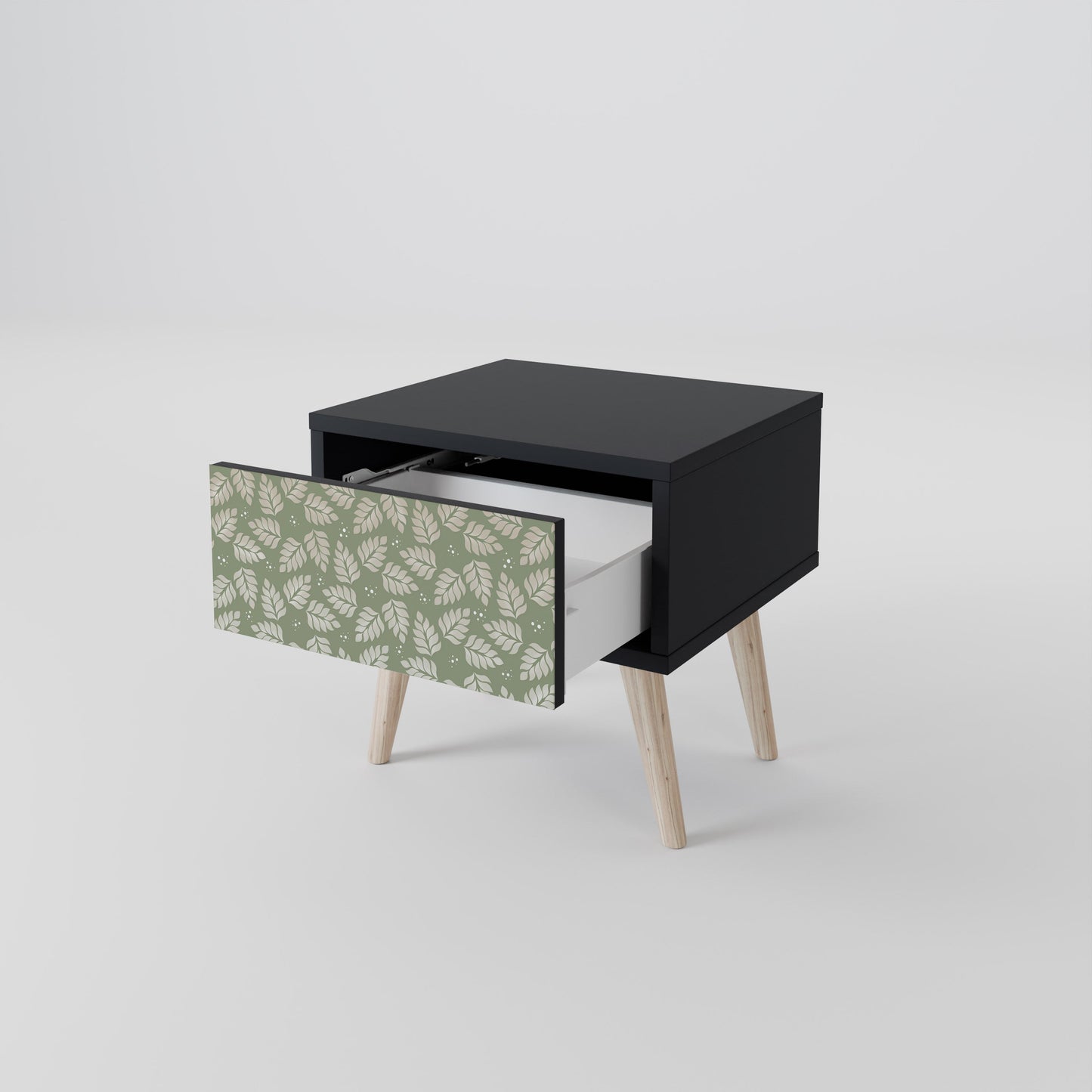 LEAVES ON GREEN Nightstand in Black Finish