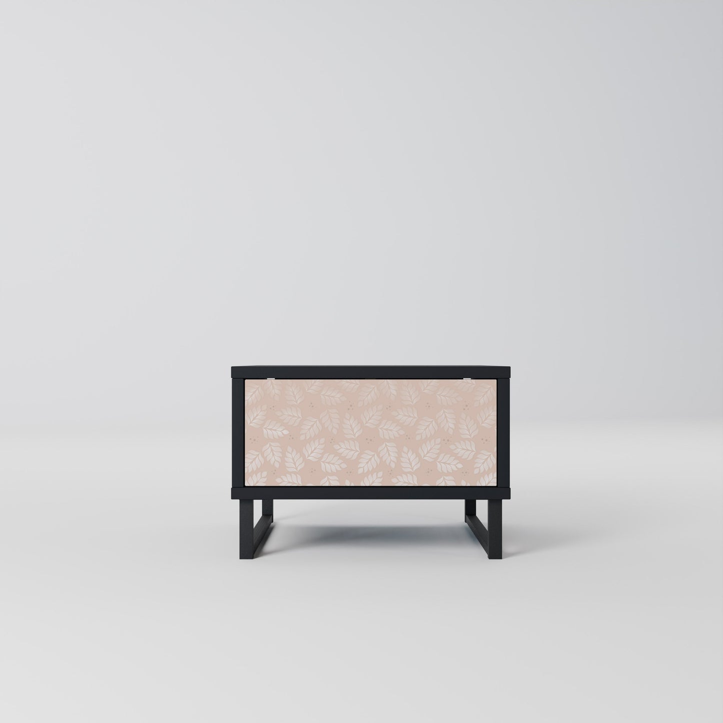 LEAVES ON BEIGE Nightstand in Black Finish