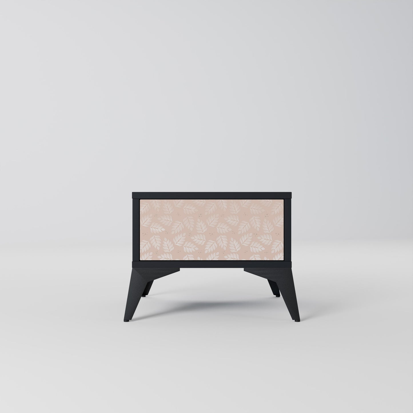LEAVES ON BEIGE Nightstand in Black Finish