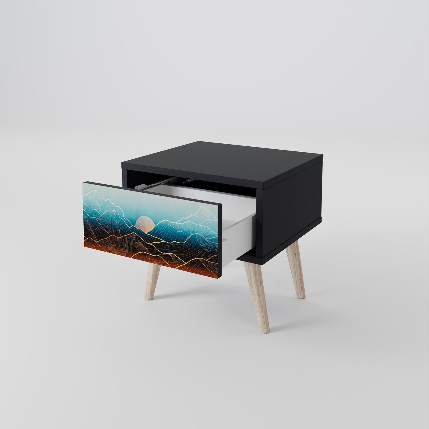 LUNAR SECRETS Nightstand in Black Finish