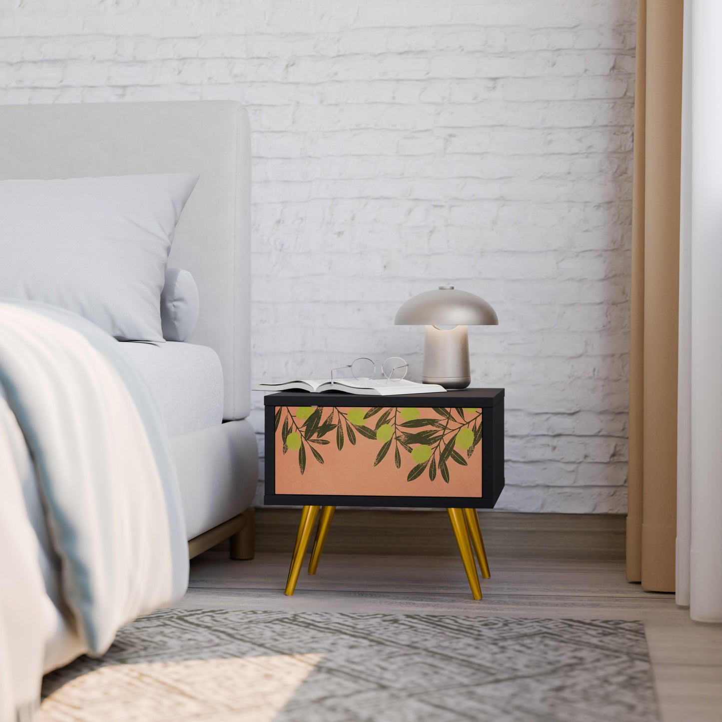 JUICY OLIVES Nightstand in Black Finish